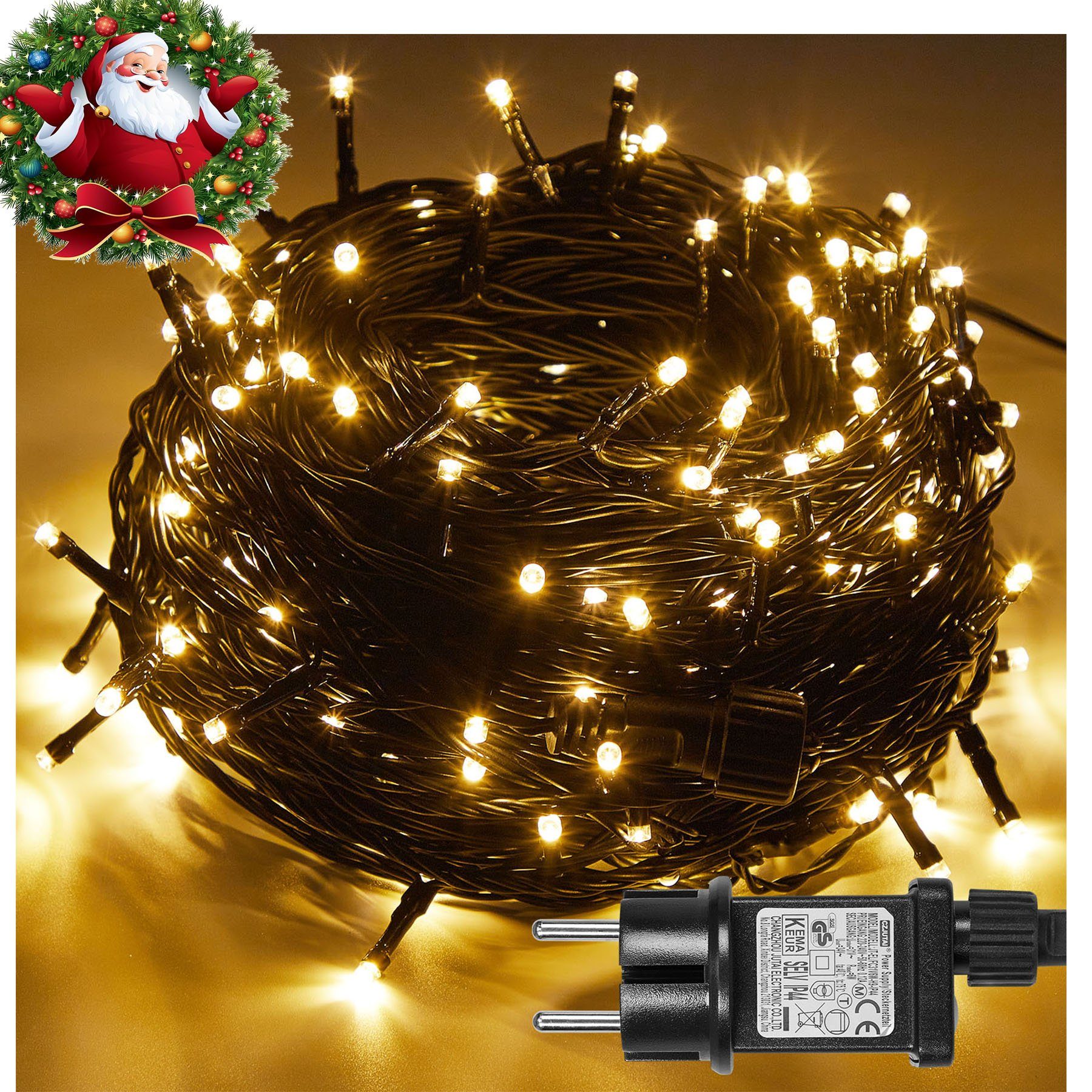 MUPOO Lichterkette innen, 8 Lichterkette Weihnachten Modi,Timer LED LED-Lichterkette Speicherfunktion, außen und 31V Weihnachtsbeleuchtung, Energiesparen