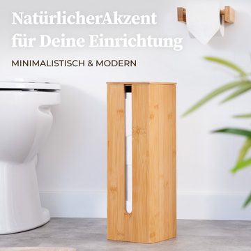 HENNEZ Toiletten-Ersatzrollenhalter, Toilettenpapierhalter stehend mit Deckel