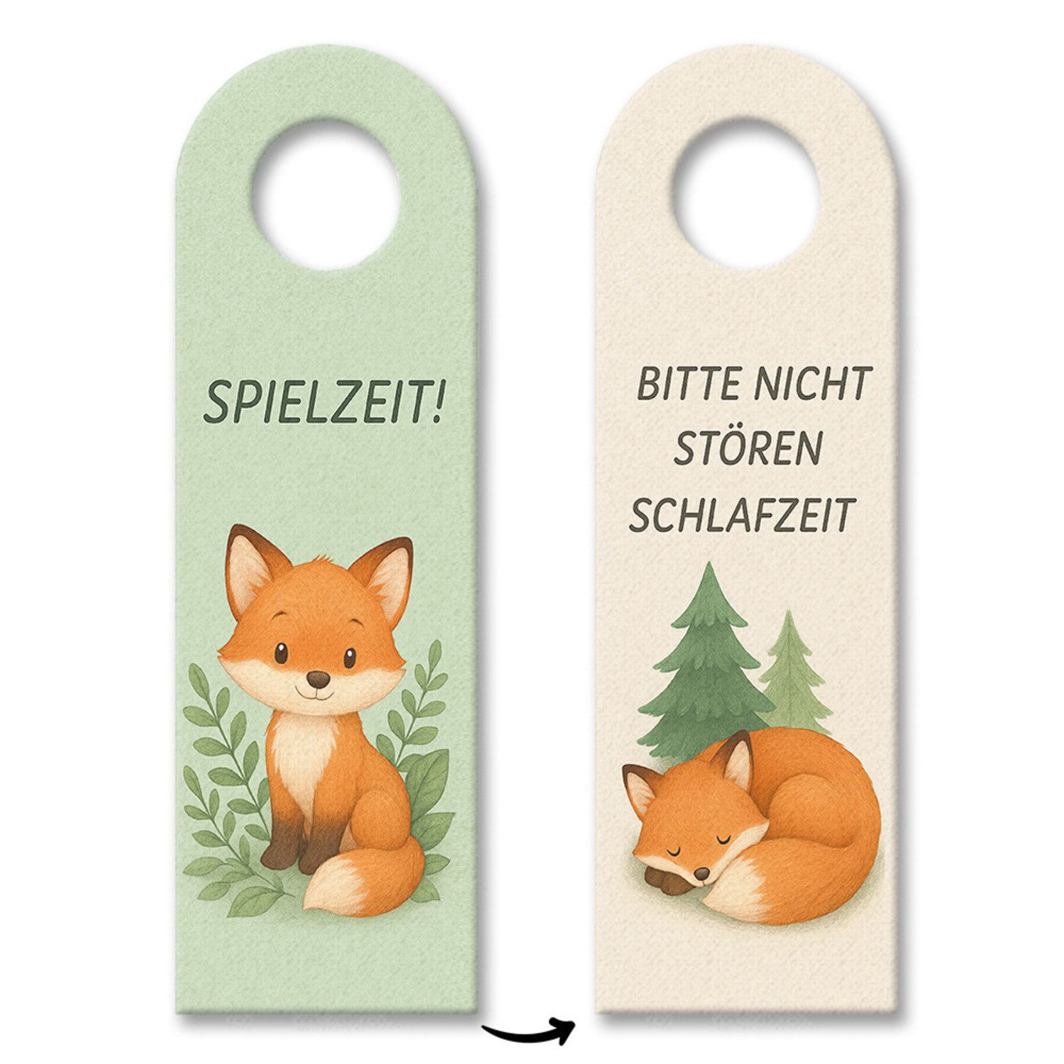 speecheese Dekohänger Fuchs Spielzeit bitte nicht stören Schlafzeit Türhänger 3e