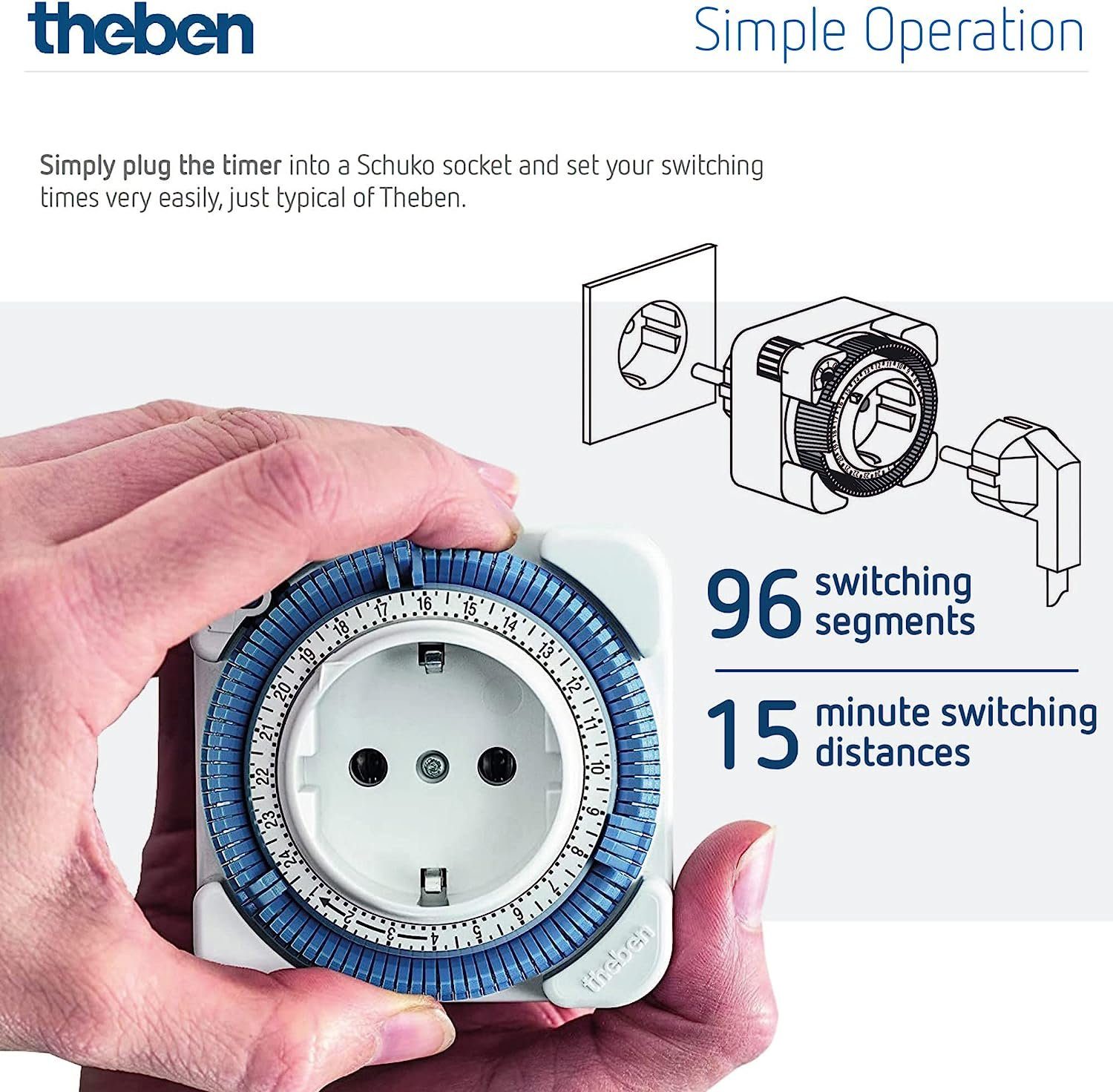 theben Zeitschaltuhr timer 26 0260030 Steckdose, Direktwahltasten, Tagesprogramm, für Aquarium/Terrarium, Beleuchtung, innen