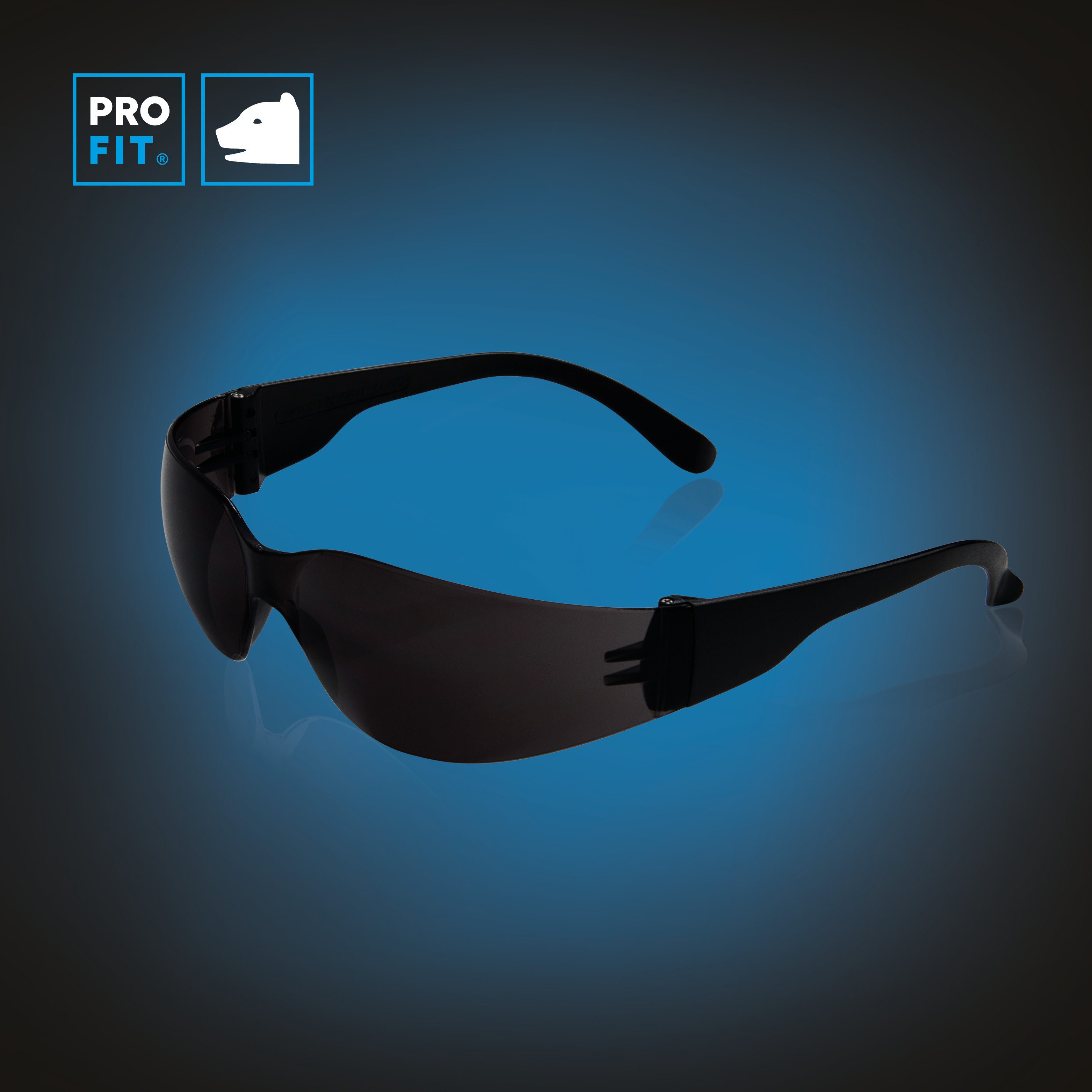 PRO FIT by Fitzner Arbeitsschutzbrille Light, Arbeitsbrille mit Seitenschutz, Beschlagfreie Sicherheitsbrille, Rahmenlos & Leicht, UV-Schutz - Schwarz