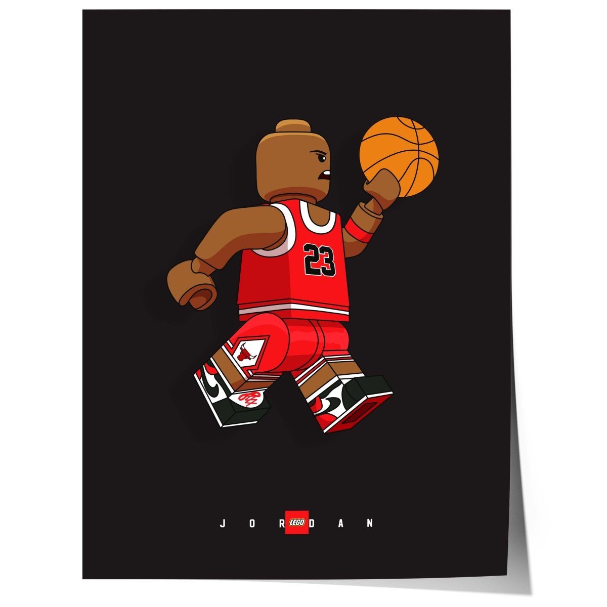 JUSTGOODMOOD Poster Block Style Basketball Figur Minimalistische Pop Art Sport llustration, (1 St)