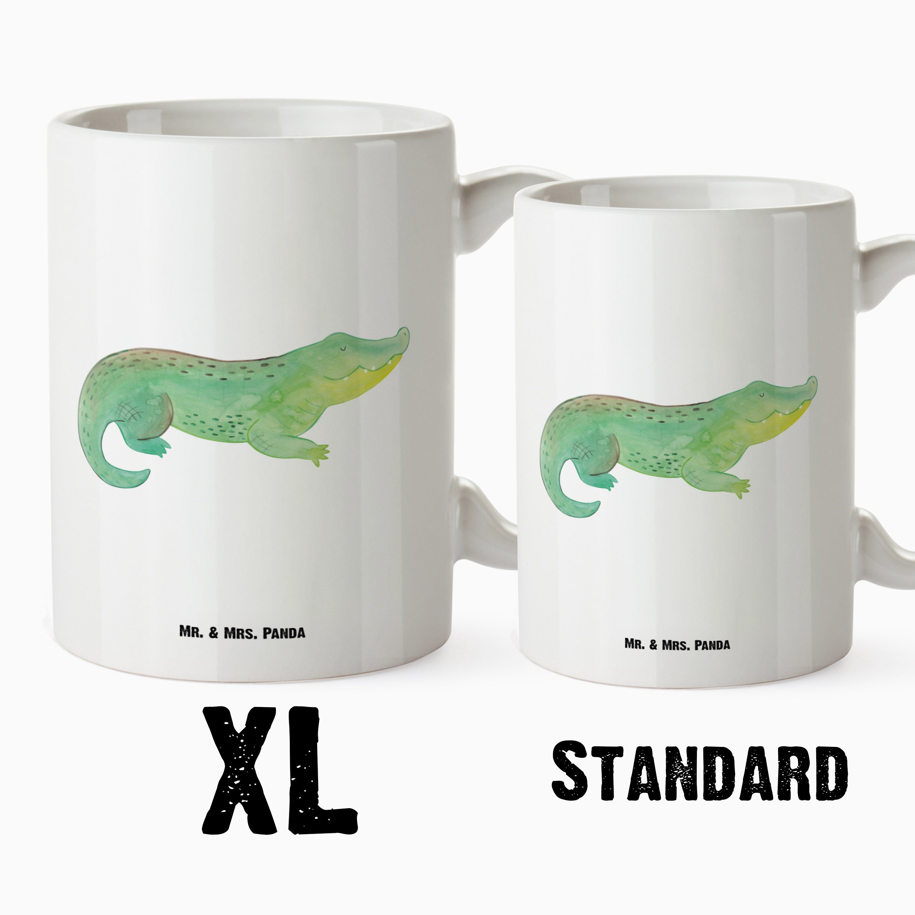 Tasse XL Panda Keramik Krokodil Weiß Lieblingsmensch, - - Geschenk, Mr. Freundin, Meer, Mrs. Tasse XL Tasse, &
