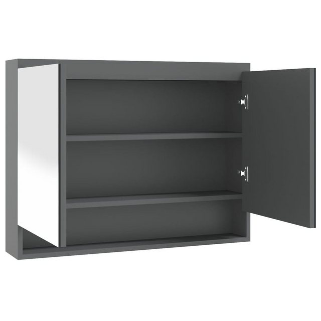 vidaXL Badezimmerspiegelschrank Spiegelschrank fürs Bad 80x15x60 cm MDF Grau