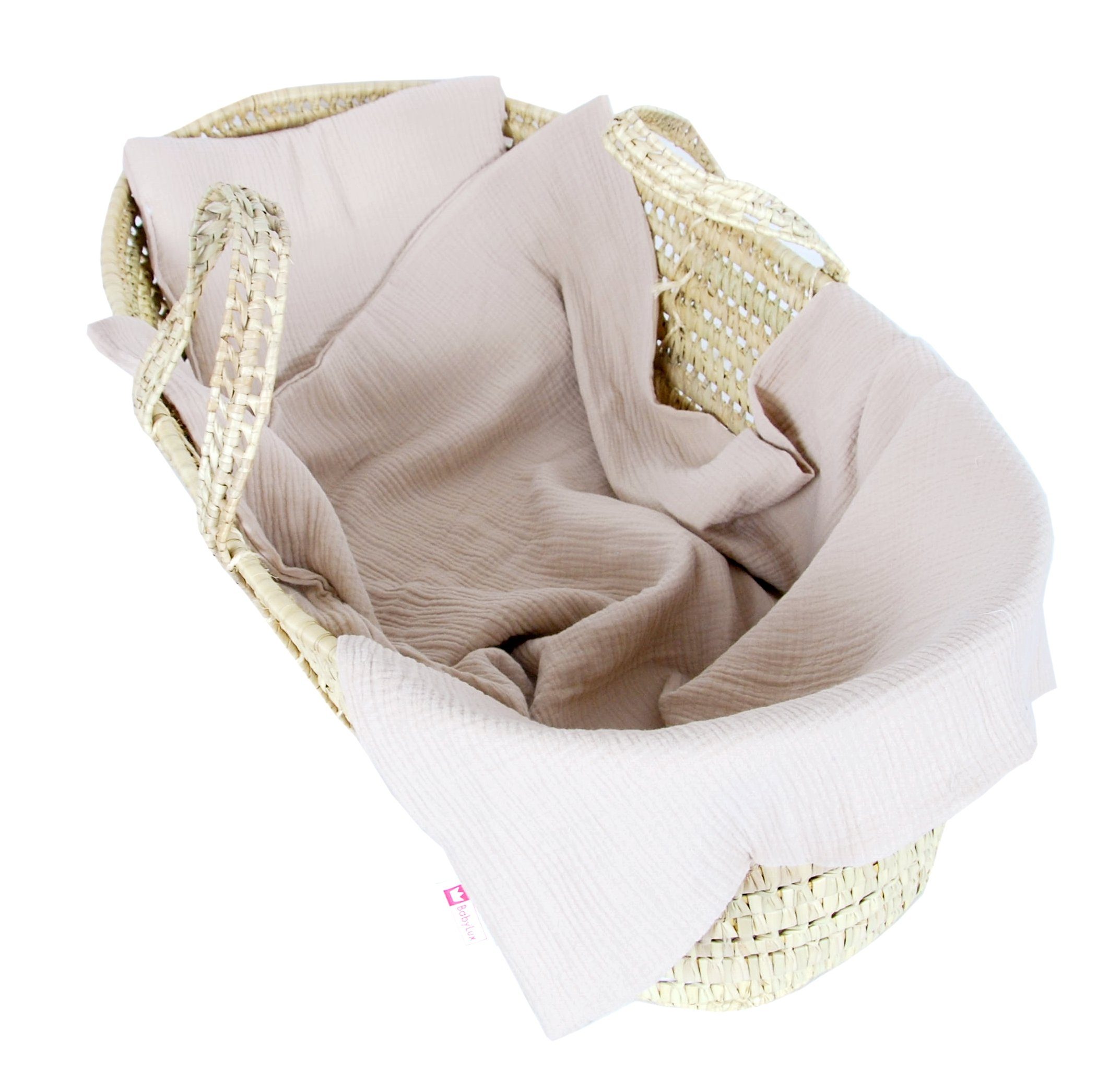 Babydecke BabyLux Musselin Decke 75x100cm +Kissen für Kinderwagen Wiege Babybett, BabyLux, KM3 - Beige