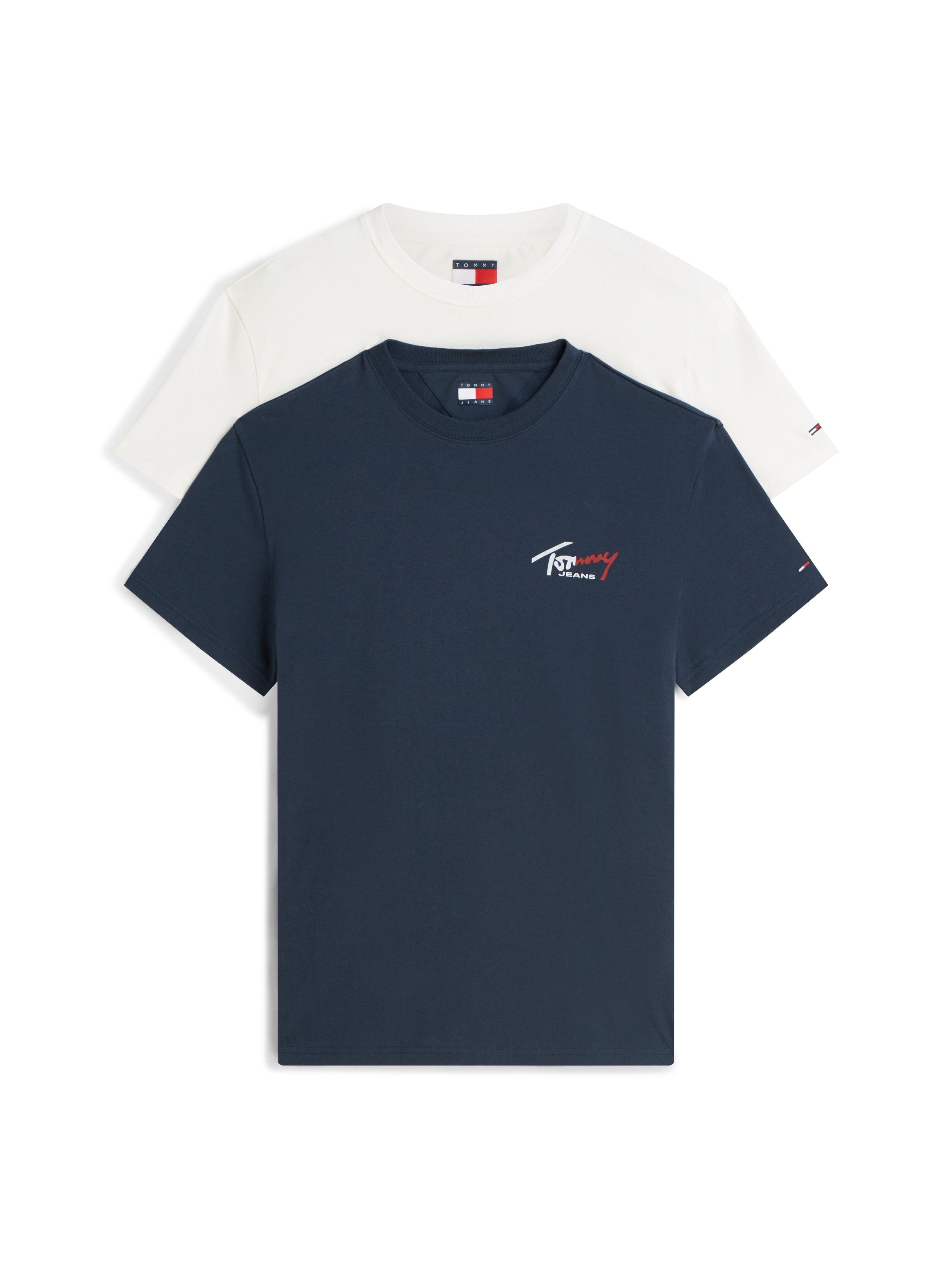 Tommy Jeans T-Shirt TJM REGULAR SIGNATURE 2PACK (Packung, 2-tlg) großer Rückenprint