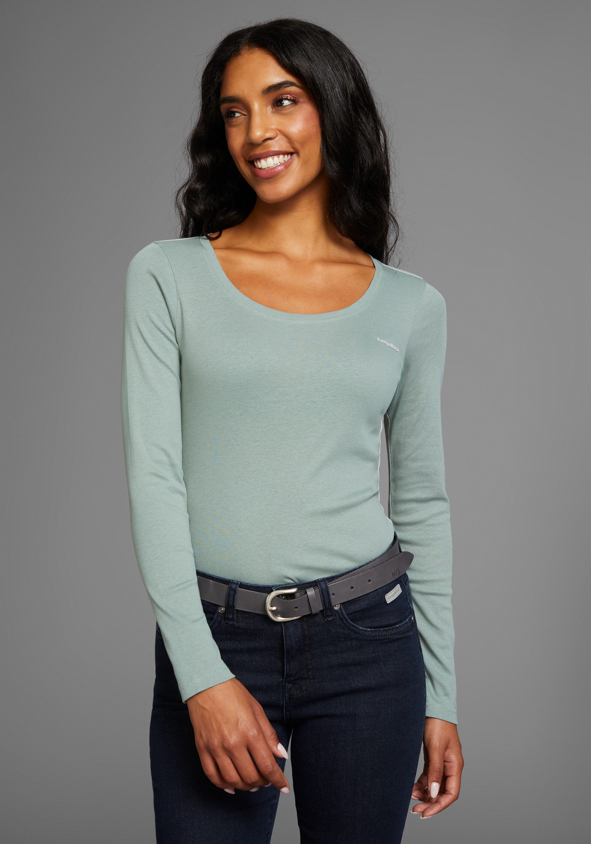 KangaROOS Langarmshirt (Packung, 2-tlg., 2er-Pack) Langarm, unifarben oder günstig online kaufen