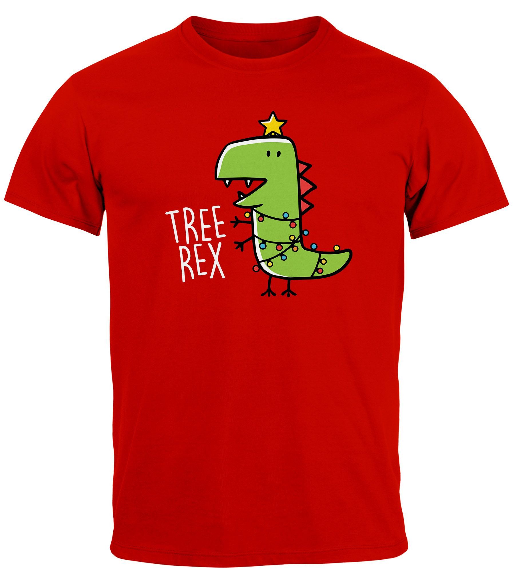 Print-Shirt Herren T-Shirt Tree Rex Weihnachten Spruch lustig Dino Dinosaurier