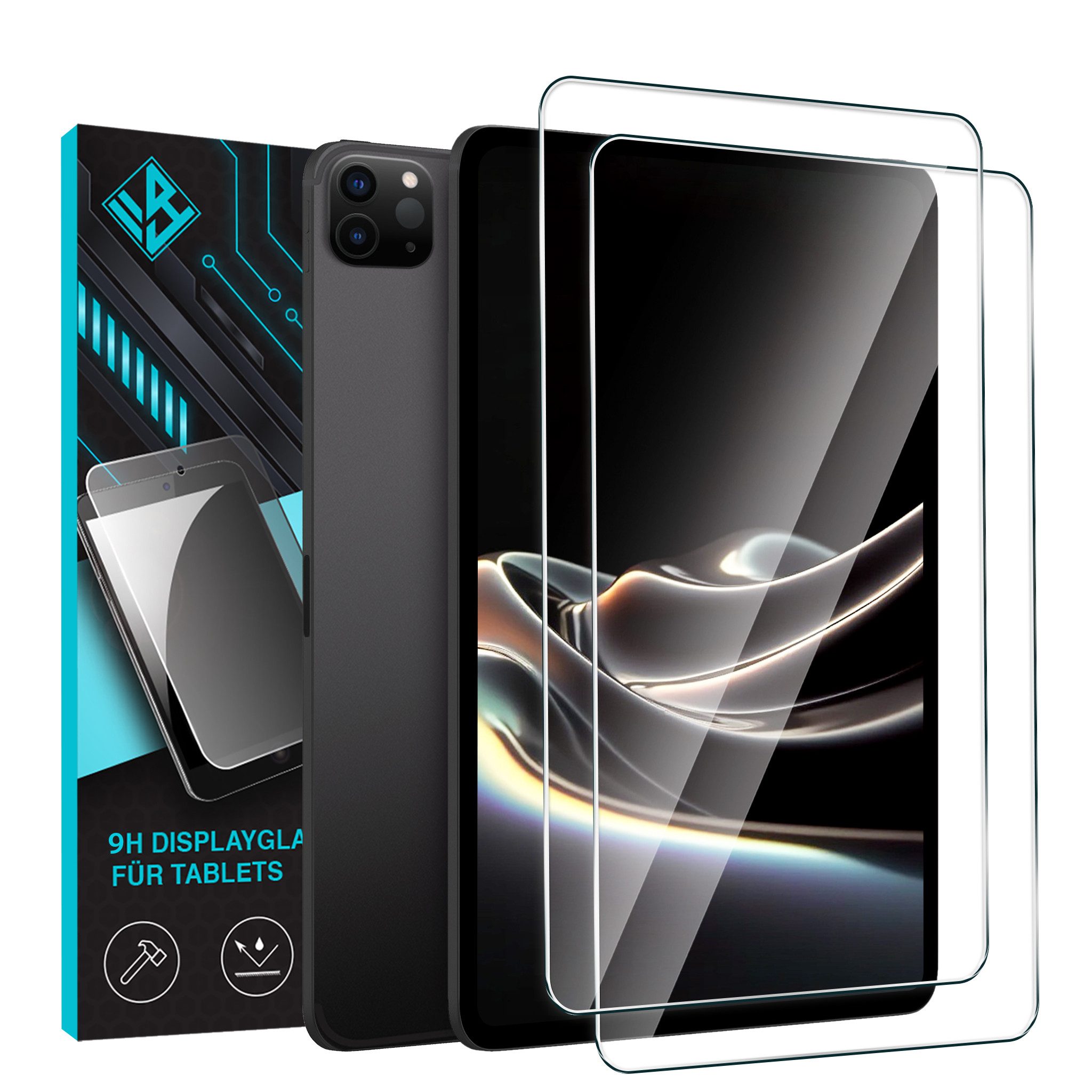Tec-Expert Displayschutzglas 2x 9H Displayglas für Apple iPad Pro 4. Gen 11 für Apple iPad Pro 4. Gen 11, 2 Stück, Displayschutz, Schutzglas, Bildschirmschutz, kratz- & stoßfest