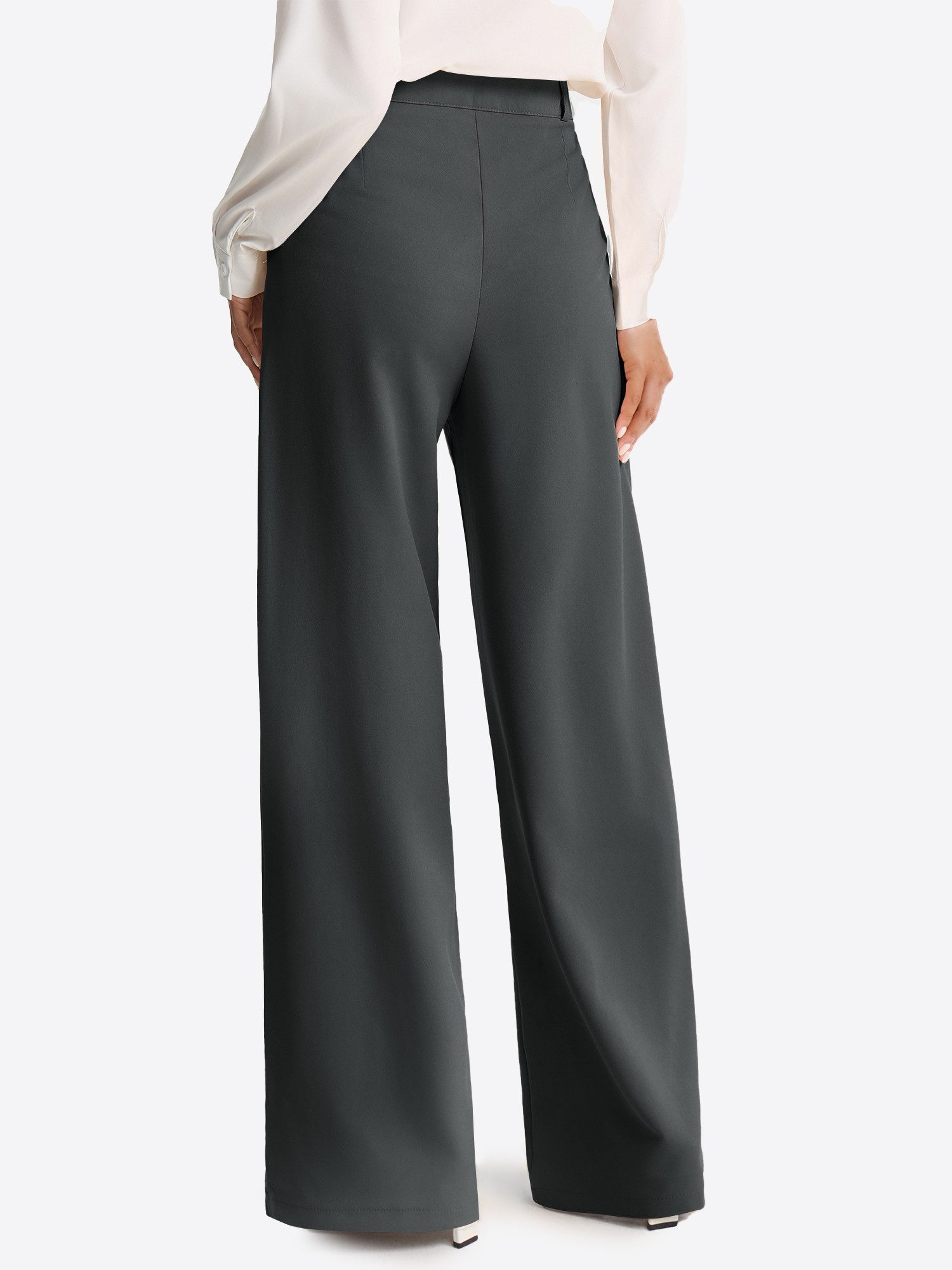Imily Bela Palazzohose Damen Palazzohose mit Bundfalten und hoher Taille (Packung, 1-tlg., 1per-Pack) mit Knöpfen