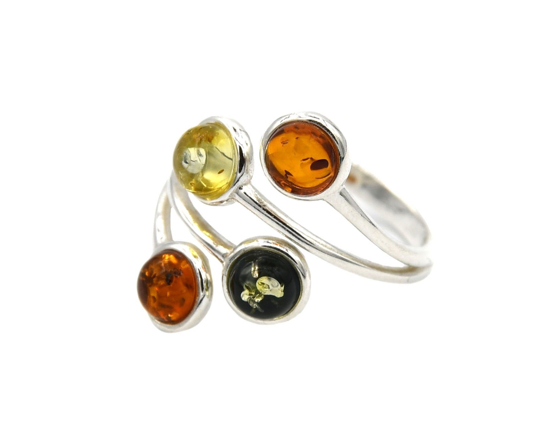 MyBer® Fingerring Bernstein Ring Sterling Silber 925 Bernsteinring Schmuck Damen (1-tlg), Größe ist einfach regulierbar PMBER23