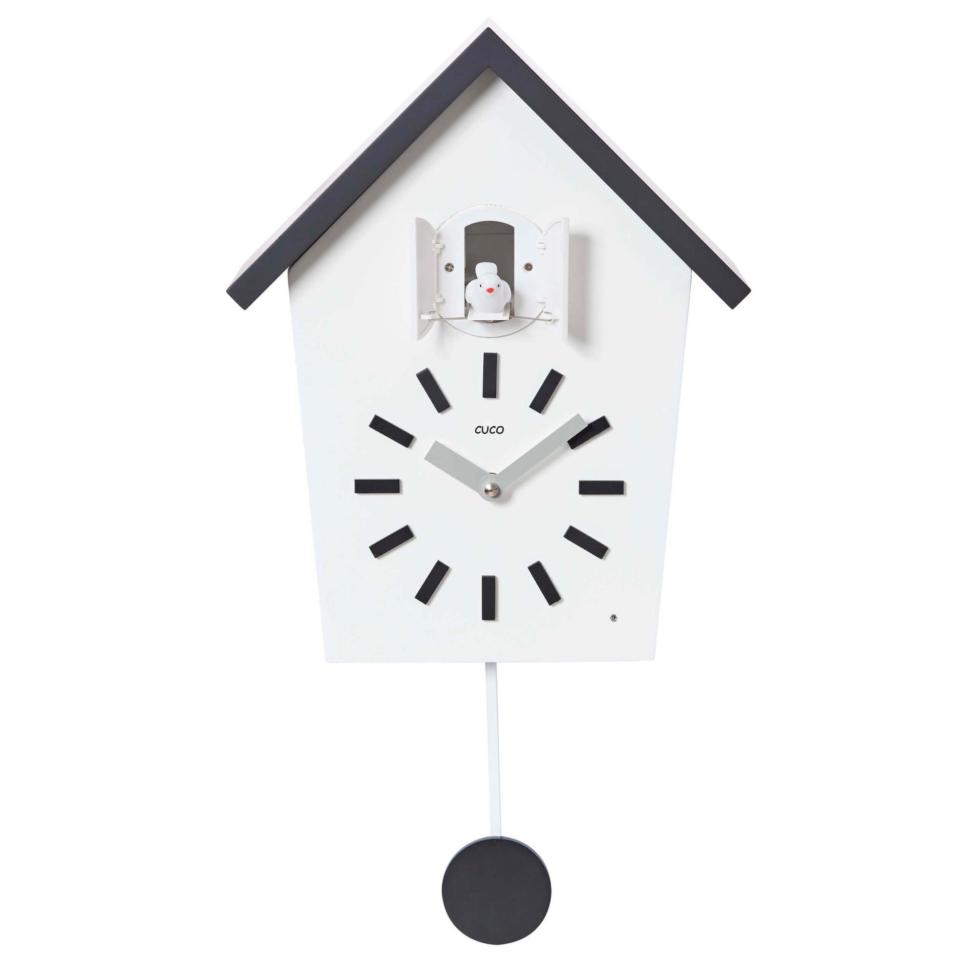 Cuco Clock Wanduhr Kuckucksuhr BAUERNHAUS, Pendeluhr Wanduhr, Moderne Schwarzwalduhr (28,3 × 22,8 × 10,4cm, mit Nachtruhefunktion, Vogelgezwitscher)