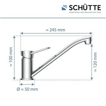 Schütte Spültischarmatur Birte 360° schwenkbarer Wasserhahn Küche, Mischbatterie, Chrom, Hochdruck