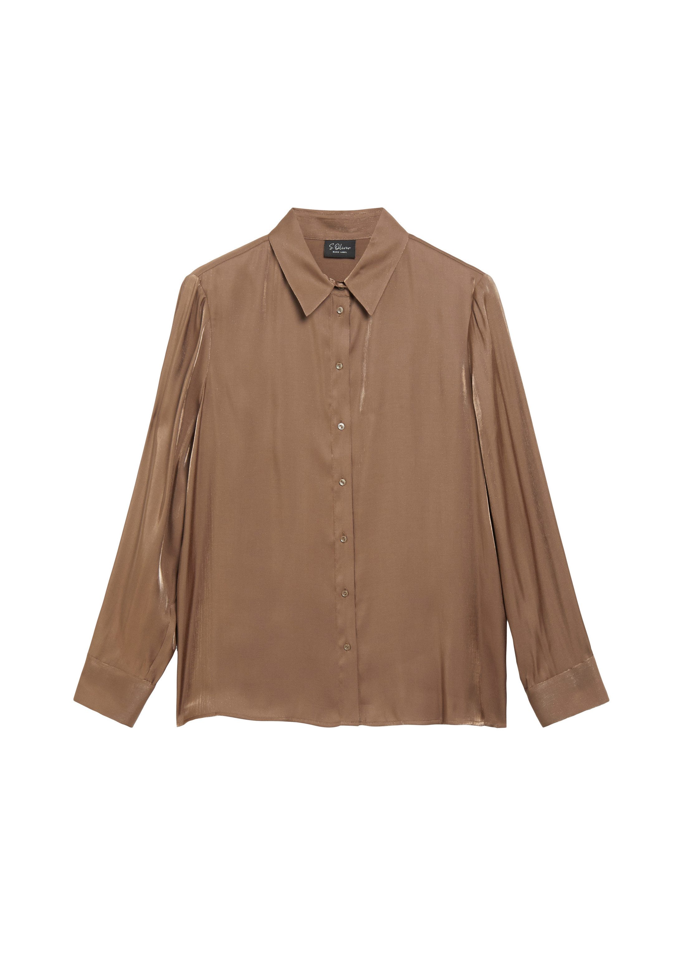 s.Oliver Langarmbluse Bluse Schimmernde Hemdbluse aus Viskosemix