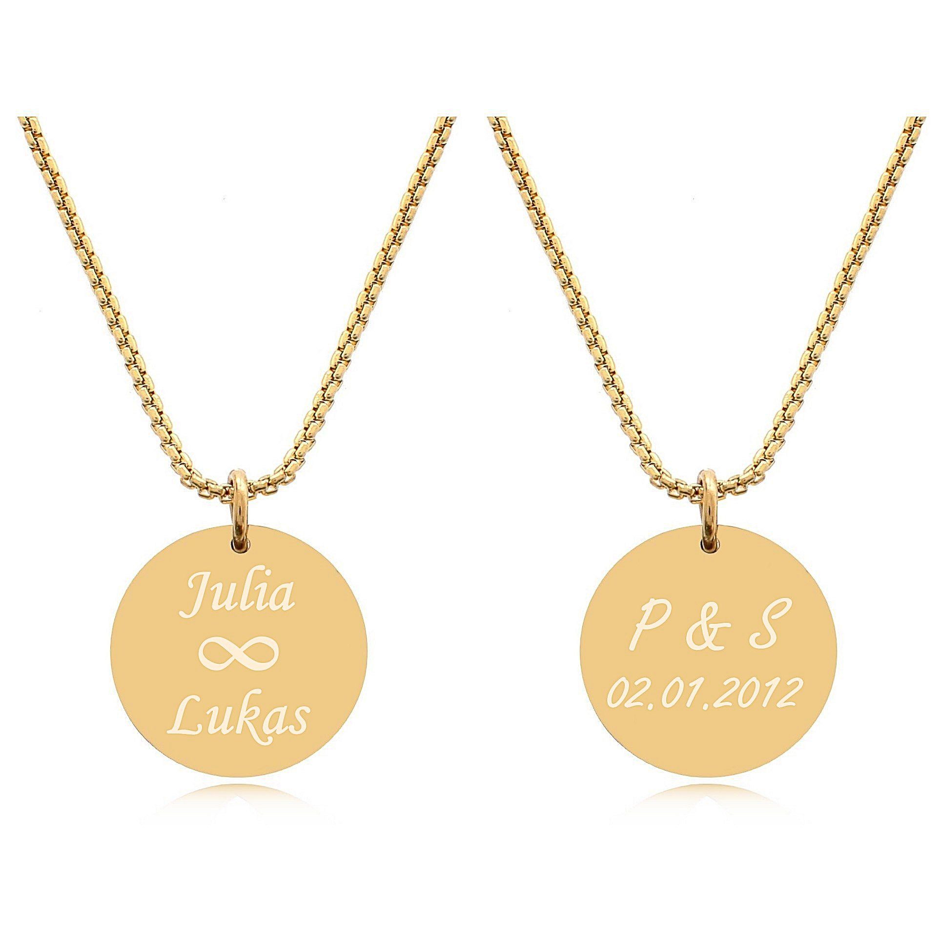 Anhänger, Kette Geschenk (Plättchen Halskette gold, für Gravur Timando Kette mit sie) Namen, & Personalisierte silber Namenskette Frauen, mit Gravur mit
