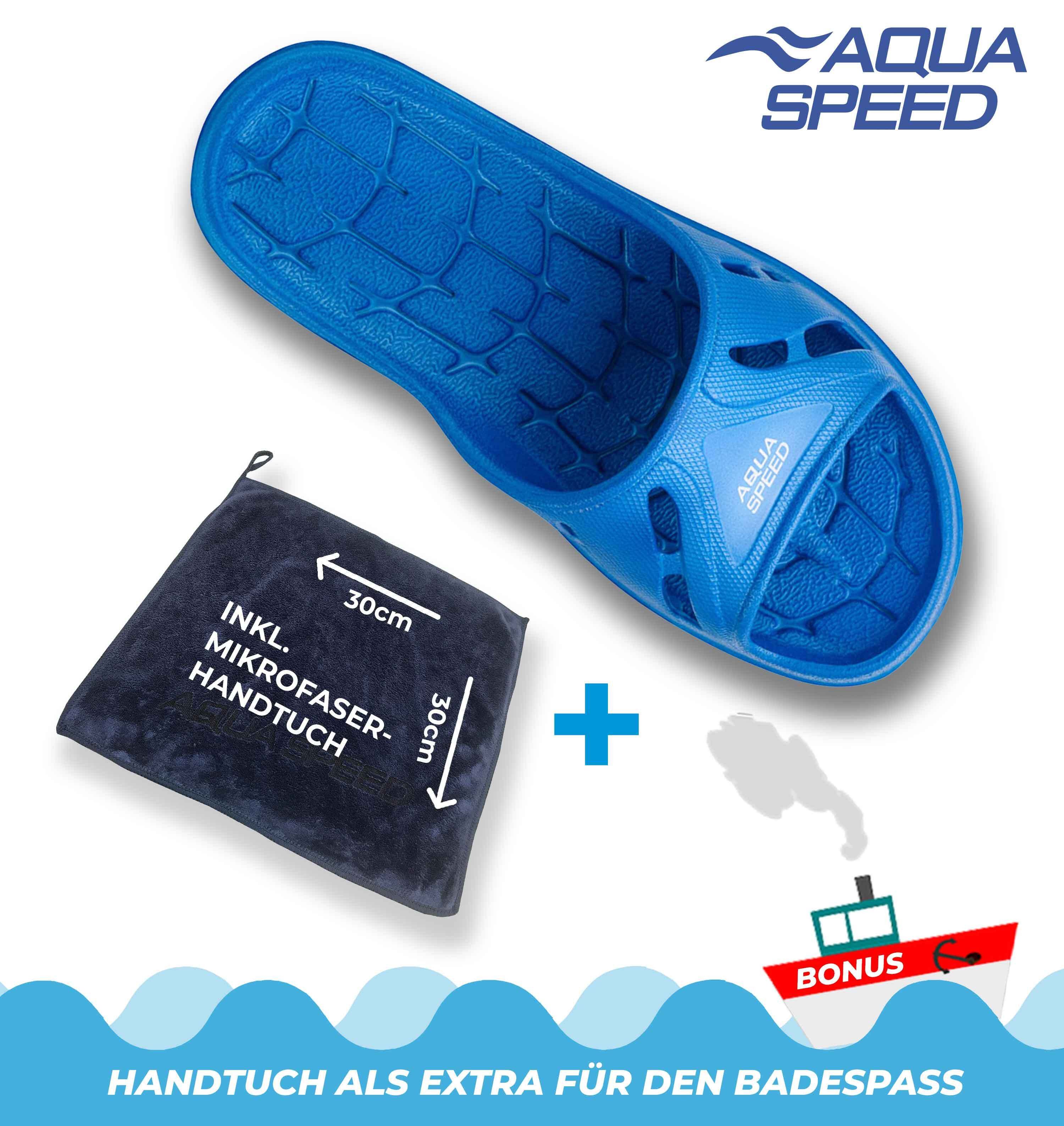 Aqua Speed ALABAMA Badelatschen Kinder + Mikrofaserhandtuch Badepantolette