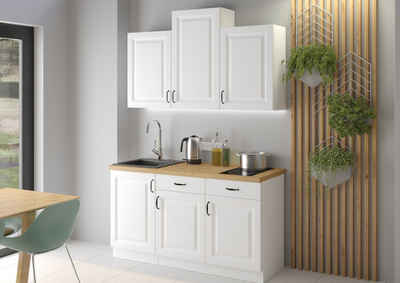 Küchen-Preisbombe Küchenzeile Stilo Weiss 150 cm Küchenzeile Küchenblock Einbauküche Singleküche