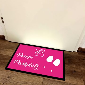 Fußmatte Schmutzfangmatte mit Spruch Pumps Parkplatz, Herzbotschaft, rechteckig, 40 x 60 cm, 2 mm hoch, bei 40 °C waschbar