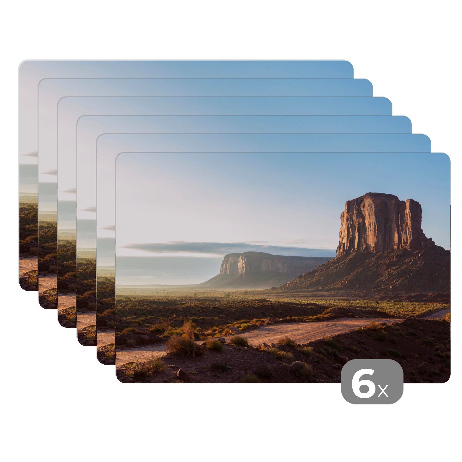 Platzset, Blick auf das Monument Valley in Amerika, MuchoWow, (6-St), Platzset, Platzdecken, Platzmatte, Tischmatten, Schmutzabweisend