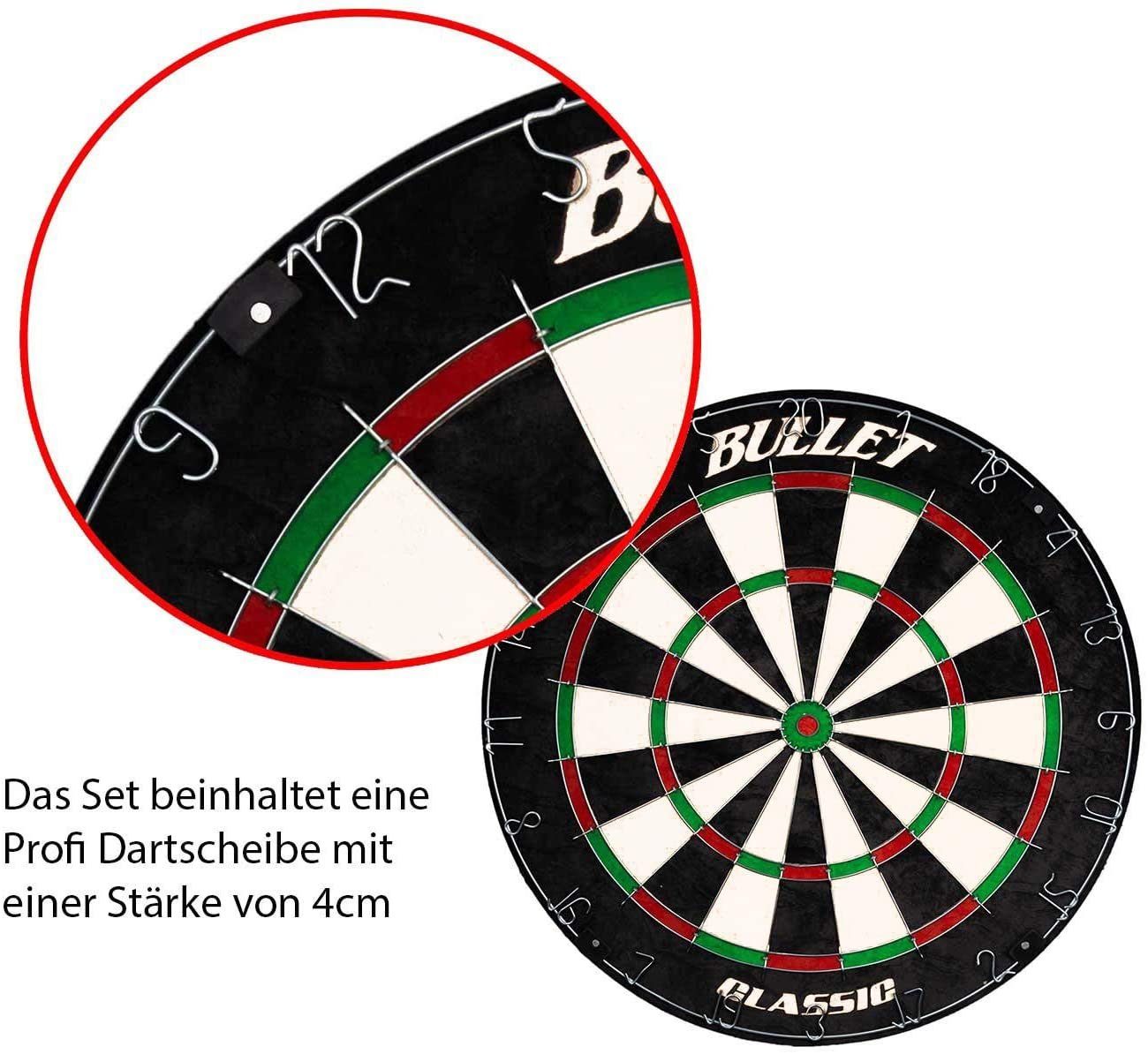 XQMAX Dartscheibe Darts Set, inkl. Scoreboard, mehrteiligem Steeldart-Set, Stift und Eraser