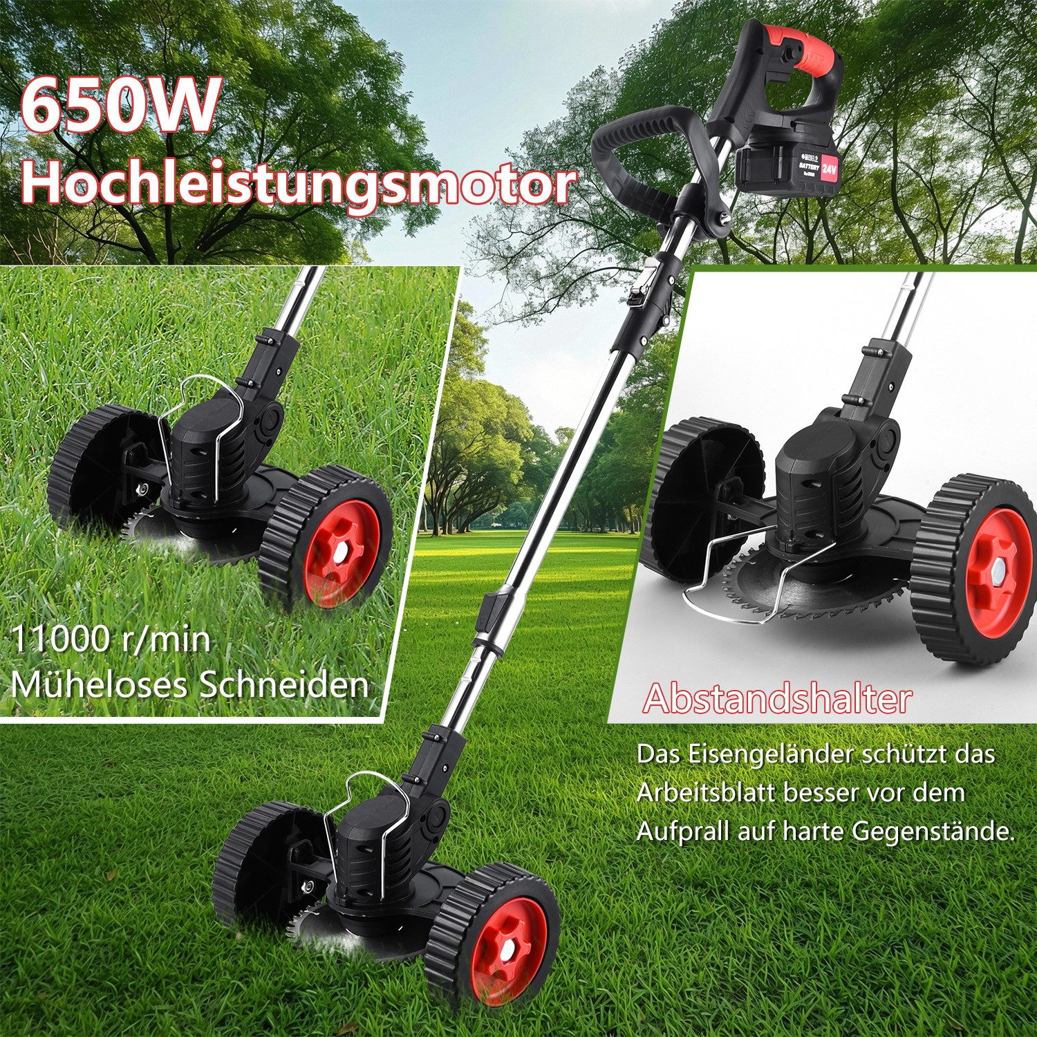 CkeyiN Akku-Rasentrimmer wiederaufladbarer Akku-Rasenmäher mit Rädern günstig online kaufen