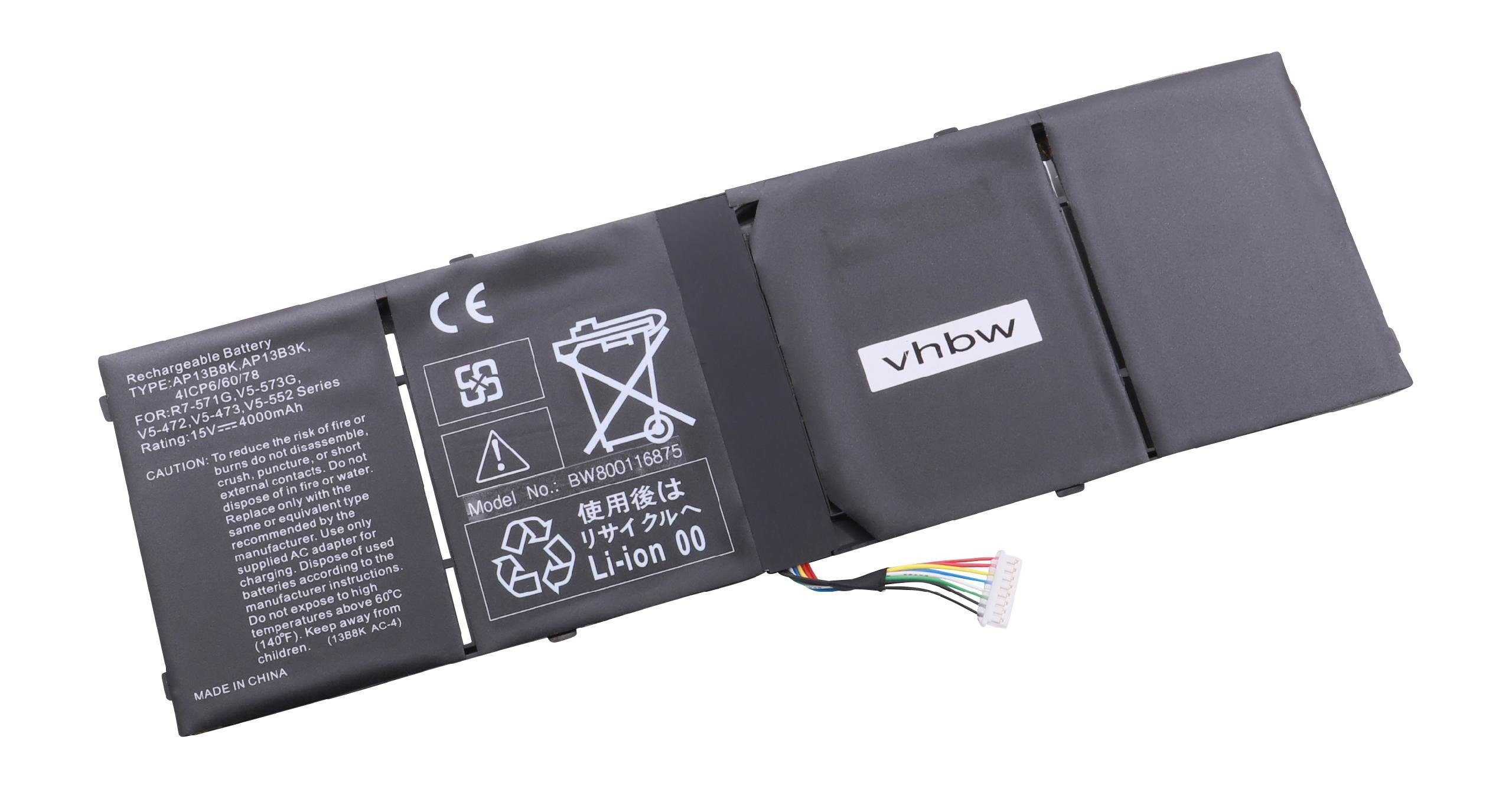 vhbw Laptop-Akku passend für Kompatibel mit Gateway NE511 Notebook / Notebook / Netbook Notebook (4000mAh, 15V, Li-Ion) 4000 mAh