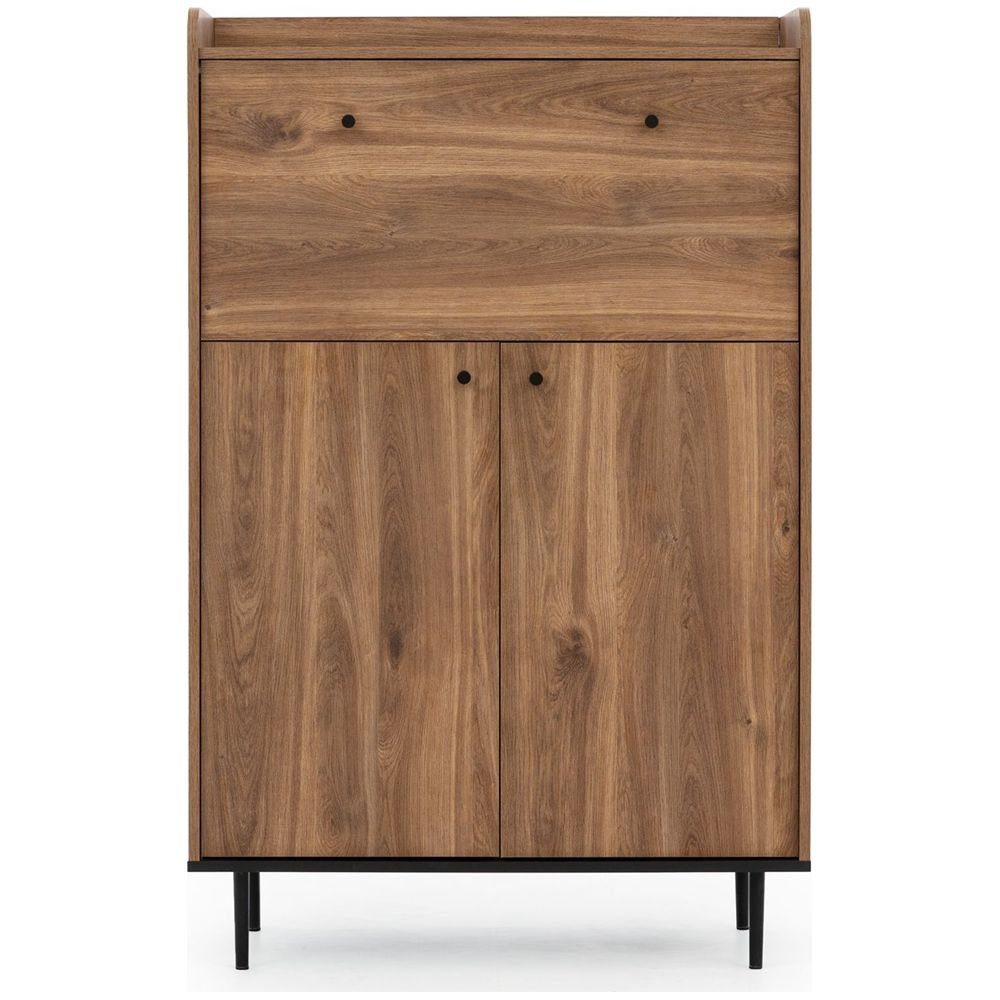 Lomadox Barschrank VAREDO-132 in Eiche Nb. Wohnzimmer Möbel im modernen Vintage Design 90/140/40 cm – Bild 4 von 5