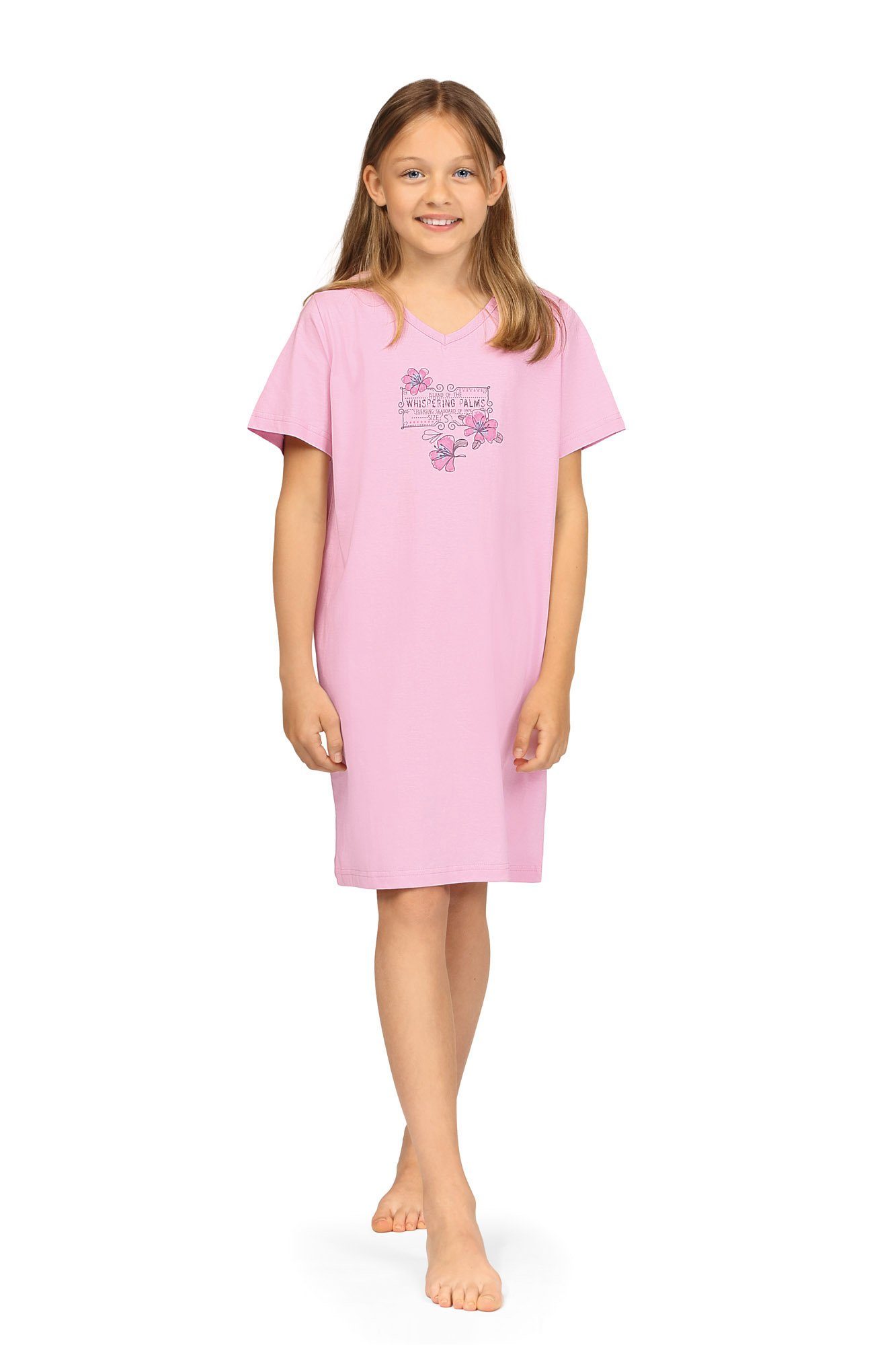 comtessa Nachthemd Comte Kids 1-tlg., (Set, Pastell soft Mädchen Pyjama rosa Baumwolle Nachthemd Set) Sleepshirt