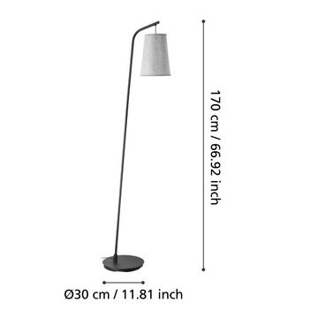 EGLO Stehlampe ALSAGER, ohne Leuchtmittel, Standleuchte, Metall in Schwarz, graues Filz, E27 Fassung, 170 cm