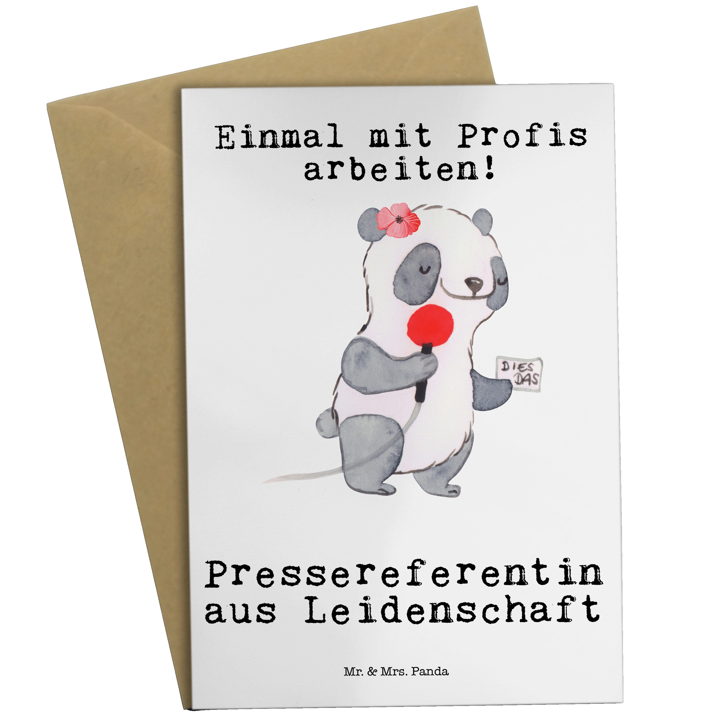 Mr. & Mrs. Panda Grußkarte Pressereferentin aus Leidenschaft - Weiß - Geschenk, notiz an mich, P | Grußkarten