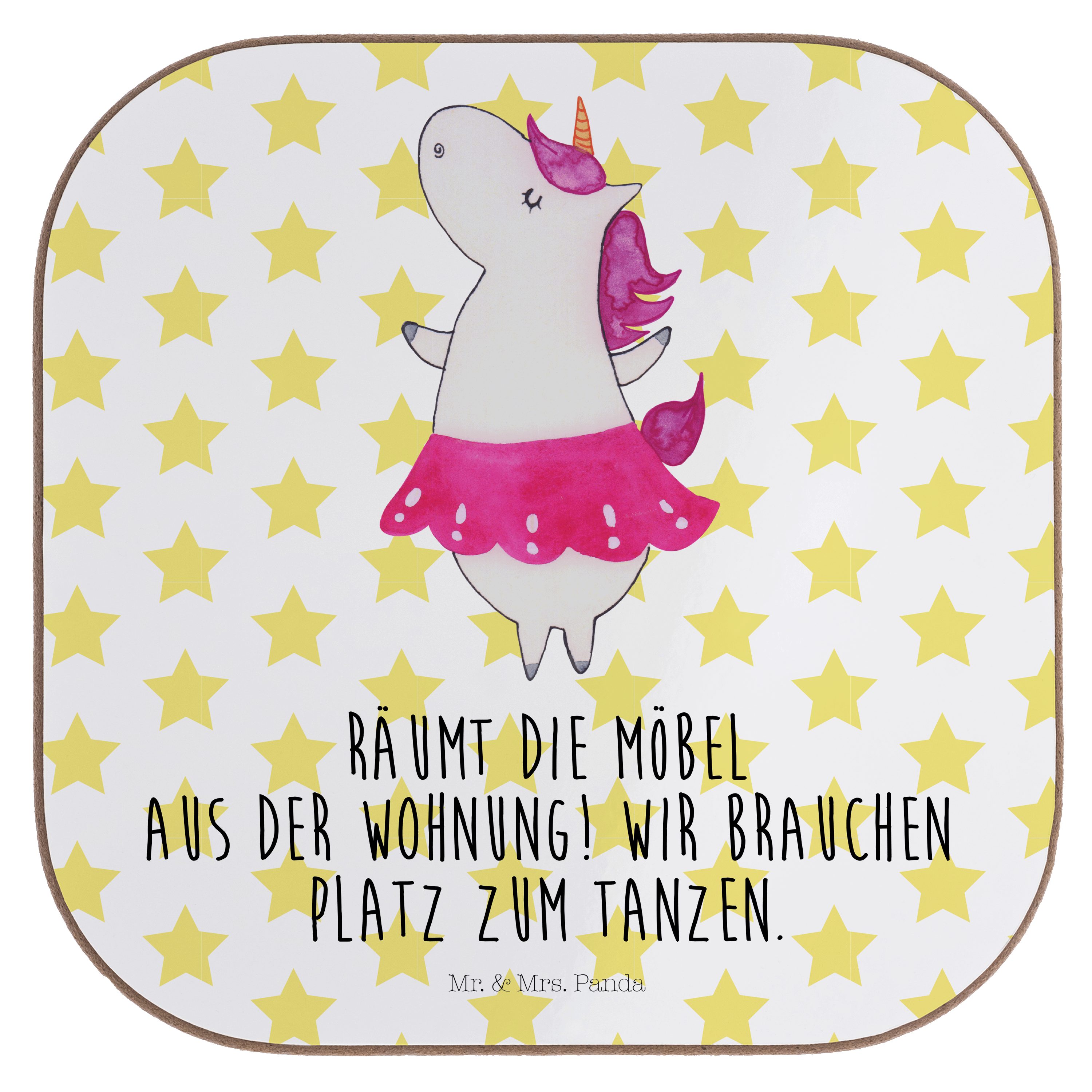 Mr. & Mrs. Panda Ballerina Geschenk, - Lebensfreud, Weiß 1-tlg. Getränkeuntersetzer, Einhorn Getränkeuntersetzer 