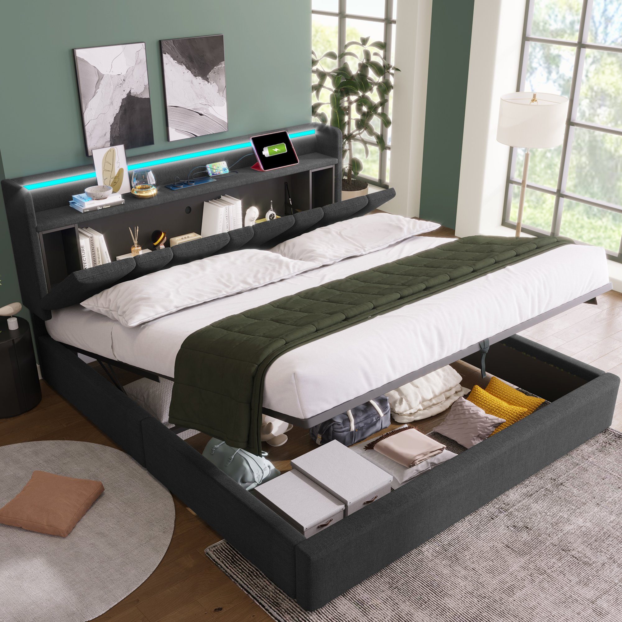 HAUSS SPOLE Polsterbett Polsterbett hydraulisches Doppelbett Funktionsbett günstig online kaufen
