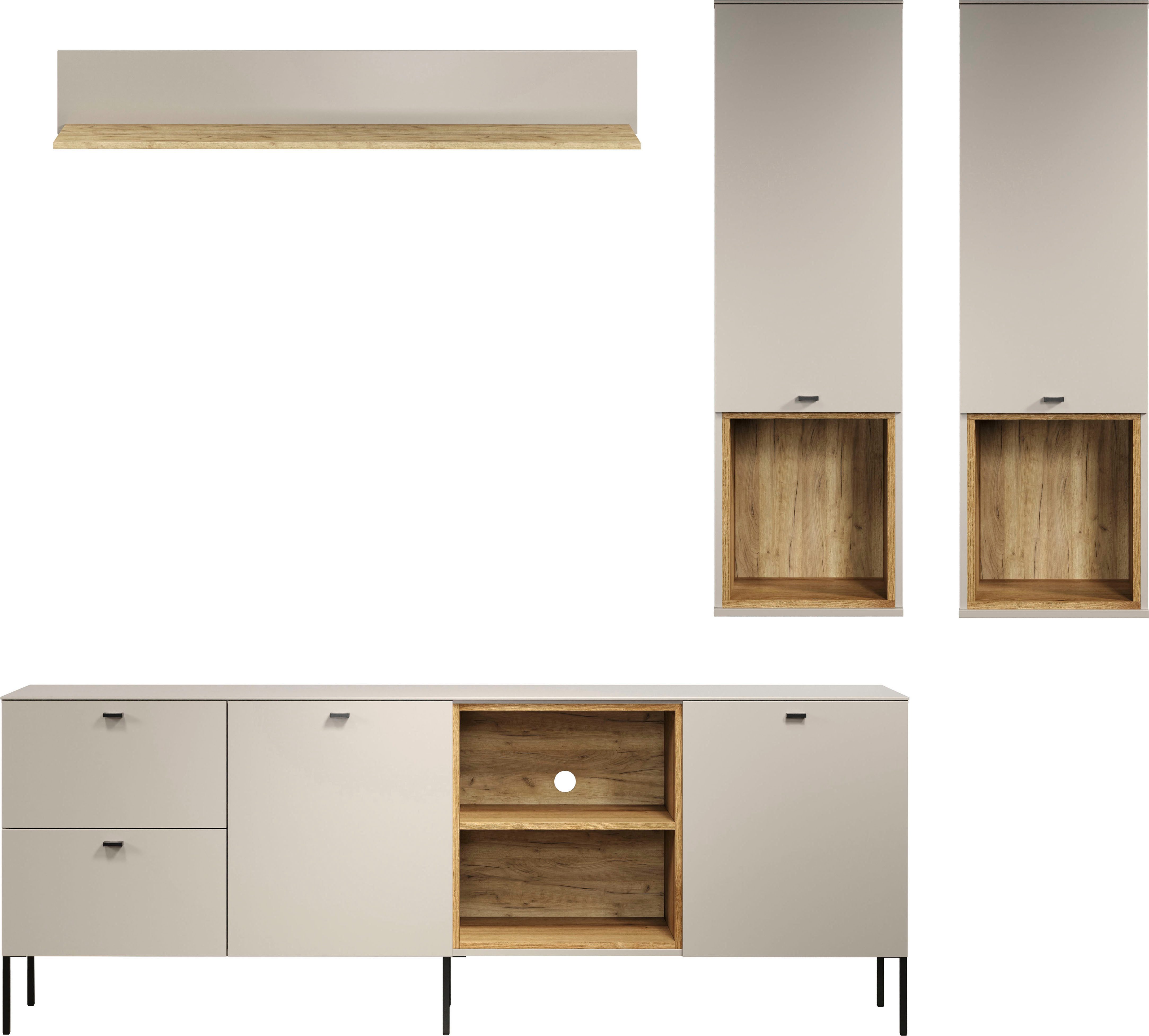 Home affaire Wohnzimmer-Set San Pedro, (Komplett-Set, 4-St), Bestehend aus: TV-Lowboard, Wandboard und 2 Hängeschränken