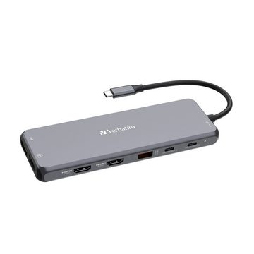Verbatim Laptop-Dockingstation, USB-C Pro 13 in 1 Multiport-Hub, HDMI, DP, RJ45, USB-A, Audio, USB-C PD