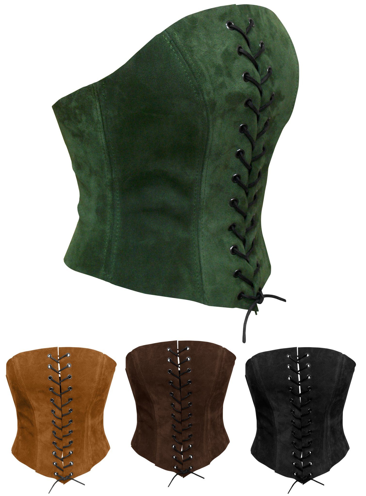 Andracor Kostüm Ledermieder - Entdeckerin, Ein stabiles Mieder aus Velourleder wie das Ledermieder - Entdeckerin