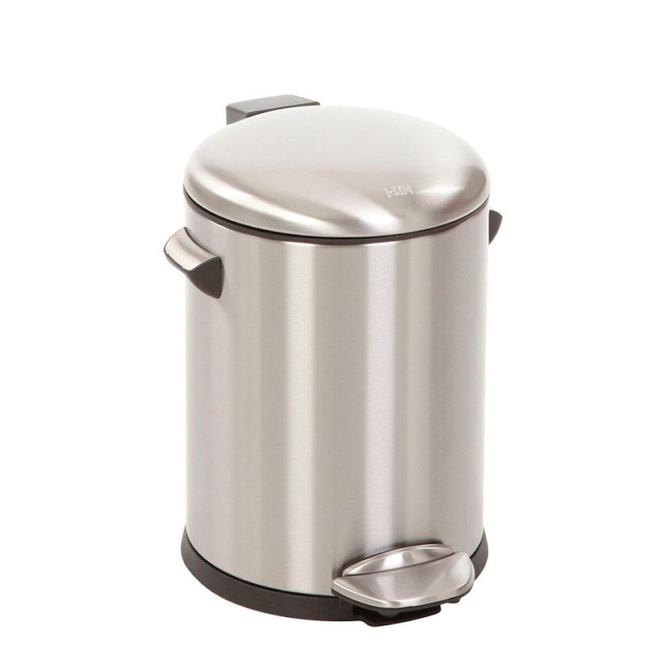 PROREGAL® Mülleimer Retro Treteimer mit markanten Griffen und Kugelkappe, 3L, Grau
