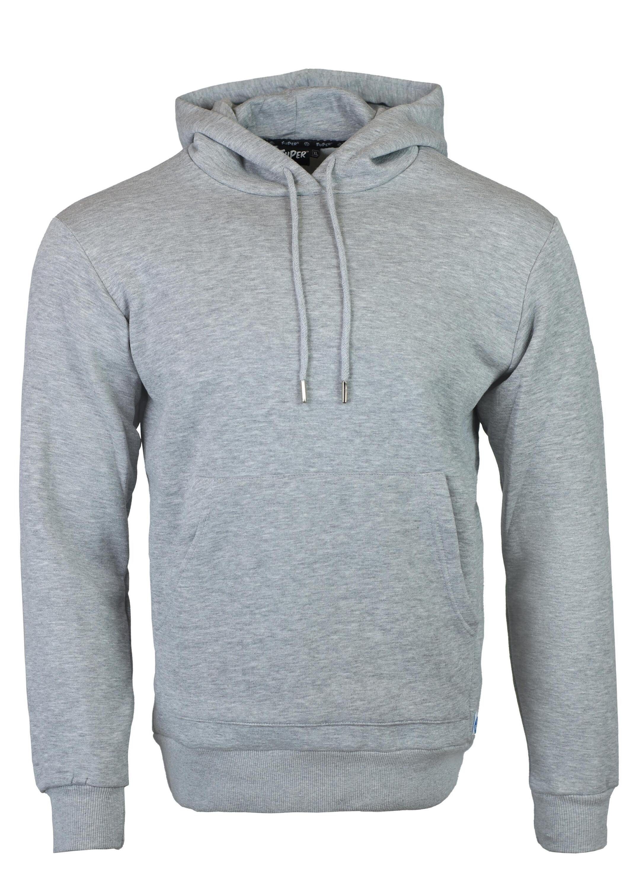 FuPer Hoodie Tristan für Herren, aus Baumwolle, für Sport und Lifestyle Grey