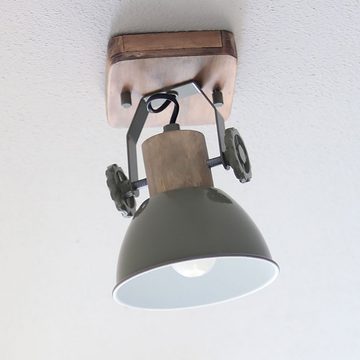 Steinhauer LIGHTING Wandleuchte, Leuchtmittel nicht inklusive, Vintage Wand Lampe grau Eichenholz Wohn Zimmer Leuchte Spot