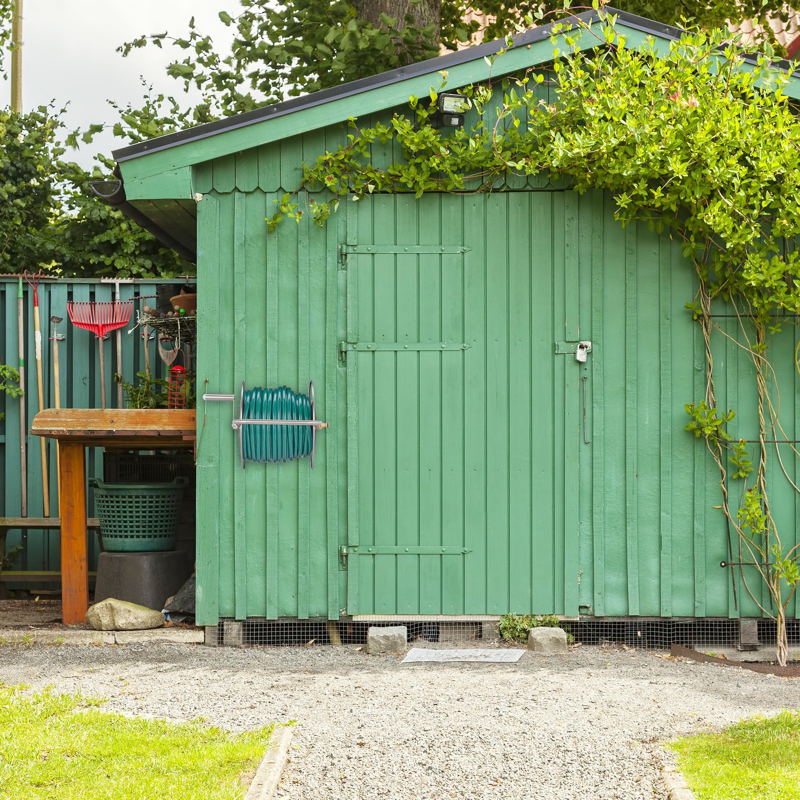 relaxdays Schlauchtrommel Edelstahl