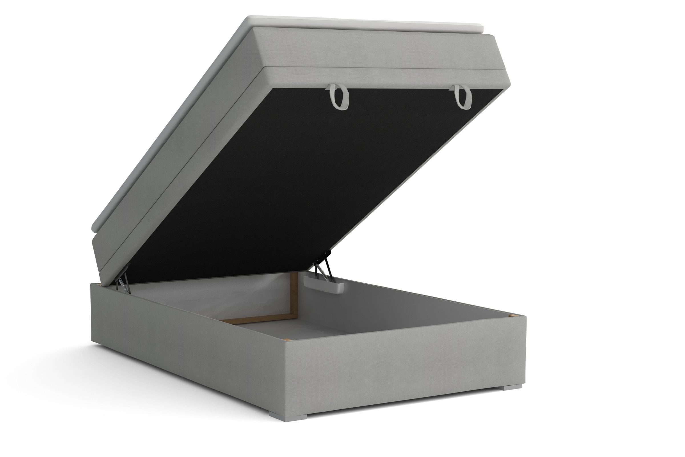 Deine Möbel 24 Boxspringbett DAVID MINI Boxbett Polsterbett Kompletbett Velours Samt (Jugendbett Jugendzimmer Schlafzimmer Bett, 3-St., 100x200 120x200 Creme Beige Hellgrau Grau Anthrazit Schwarz), mit einer durchgehenden Matratze Taschenfederkern-Matratze 7 Zonen H4