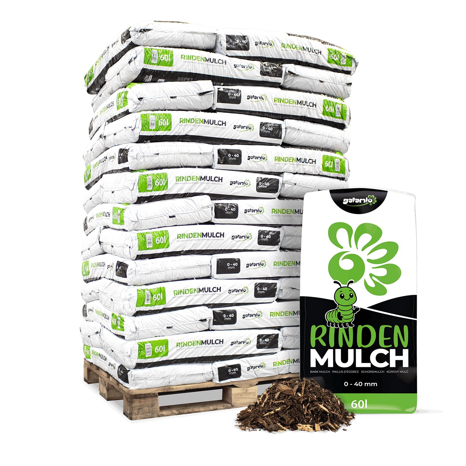 GALAMIO Rindenmulch Rindenmulch 0 - 40 mm, (Palette, 39-St)