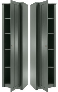 Furn.Design Stauraumschrank Forres (Mehrzweckschrank in Landhaus grün, 50 x 197 cm) mit viel Stauraum