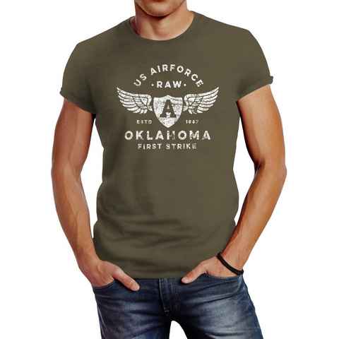Neverless Print-Shirt Herren T-Shirt Print US Airforce Oklahoma Aviator Vintage-Shirt Neverless® mit Print