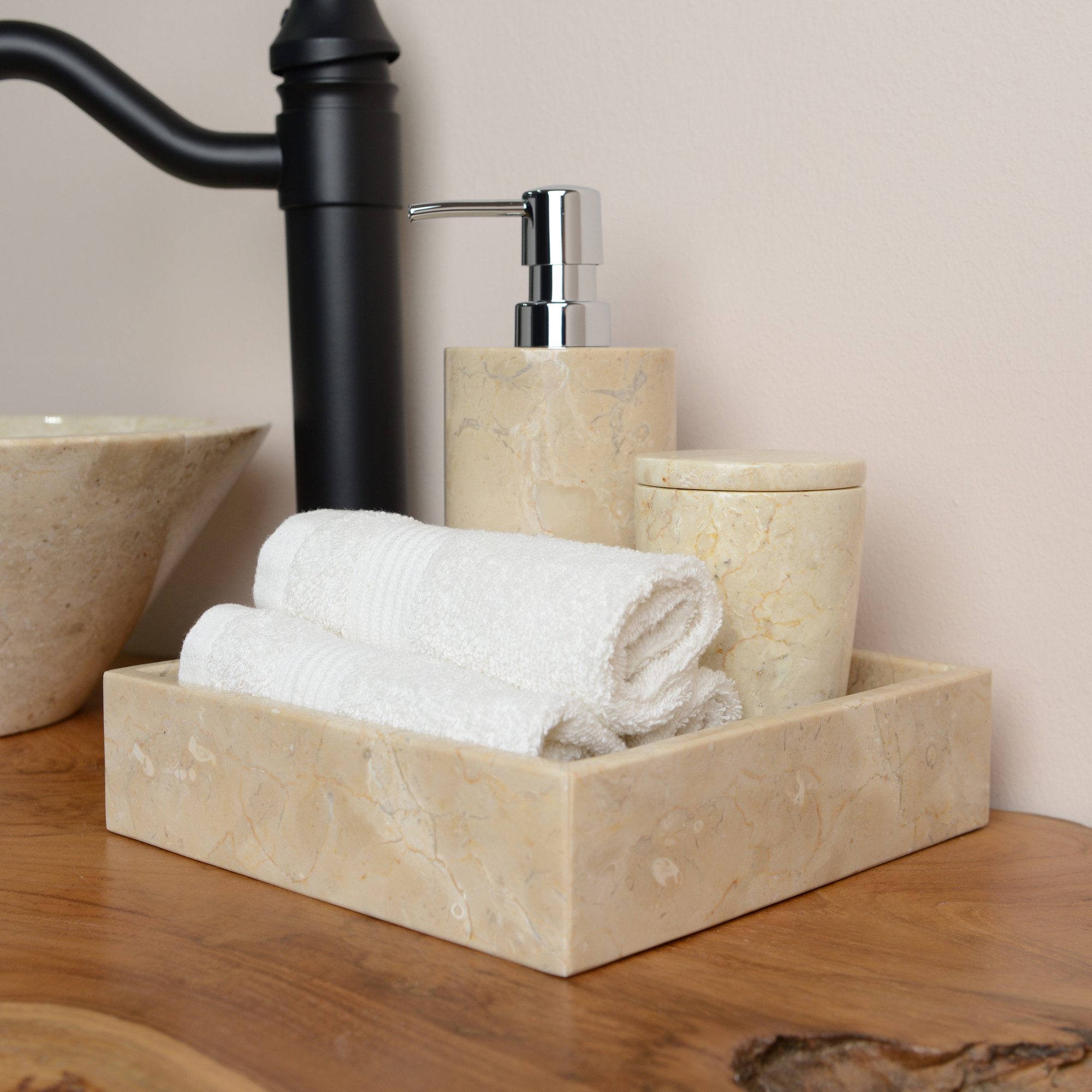 wohnfreuden Dekotablett Marmor Tablett creme quadratisch 20 cm, 1348 günstig online kaufen