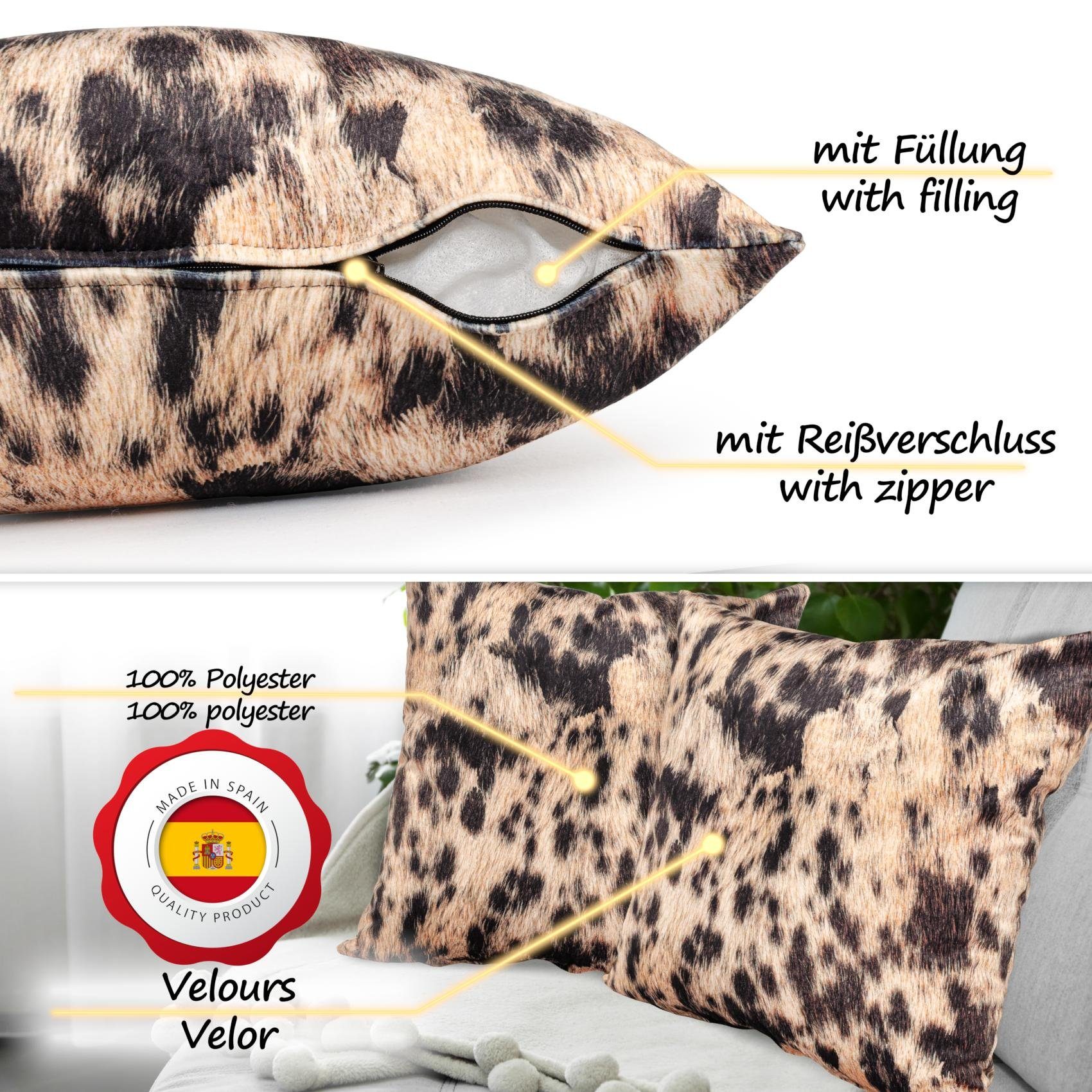 ANRO Dekokissen Verschiedene Kissenbezug Velours mit Motiv Zierkissen, Microfaser-Flanell