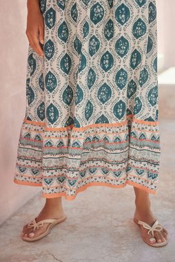 Next Minikleid Sommerkleid mit Rüschen und gesmokter Taille (1-tlg)