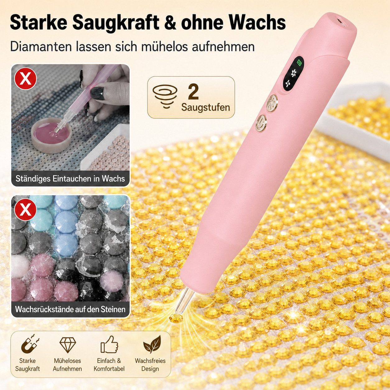 marmortrend Sehnsucht nach Einzigartigkeit Druckbleistift Elektrischer Diamond Painting Stift mit Beleuchtung, ein Tipp für alle, (keine Notwendigkeit für Trink – Bild 3 von 5