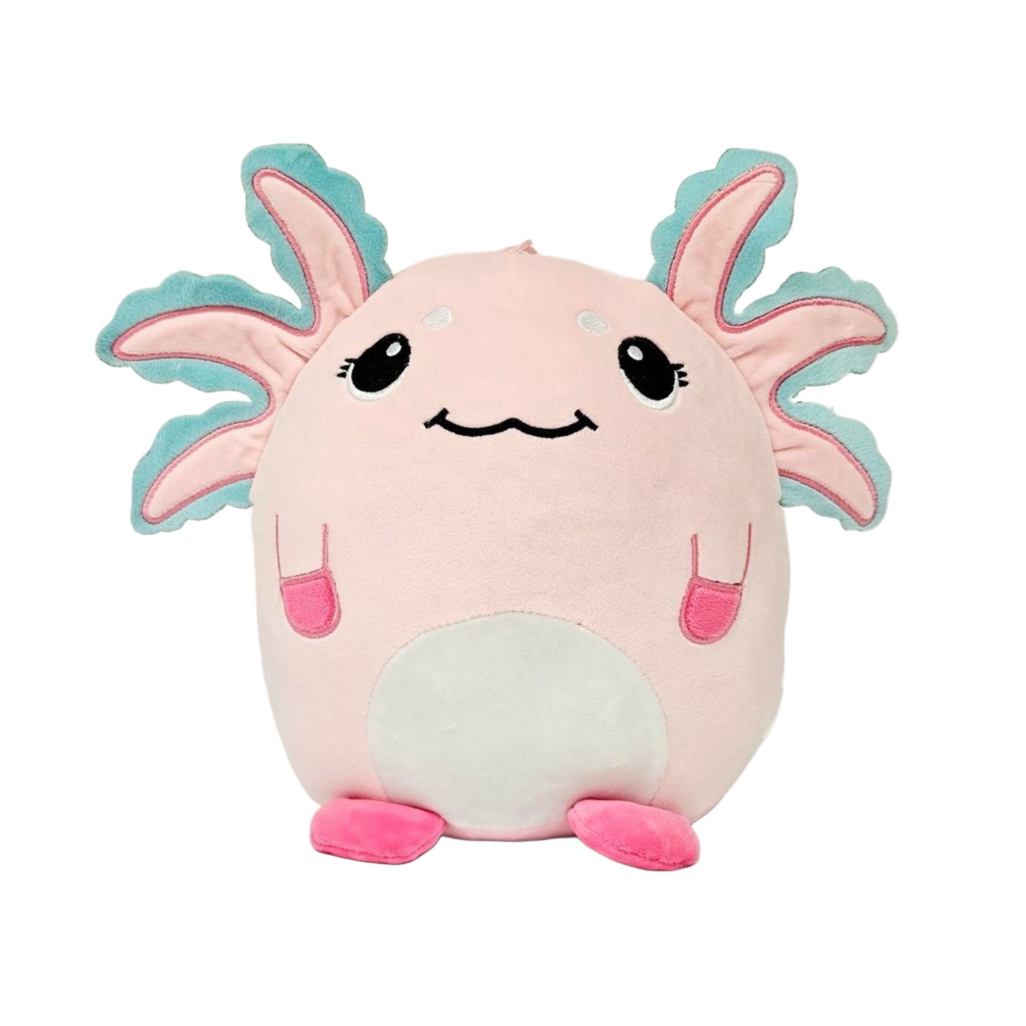 soma Kuscheltier Axolotl Kuscheltier Kissen Kawaii pink Figur Plüsch 20cm (Set, 1-St., Geschenk-Set), Kuschelkissen Kawaii Reisekissen Plüschtier Geschenk-Idee Kinder
