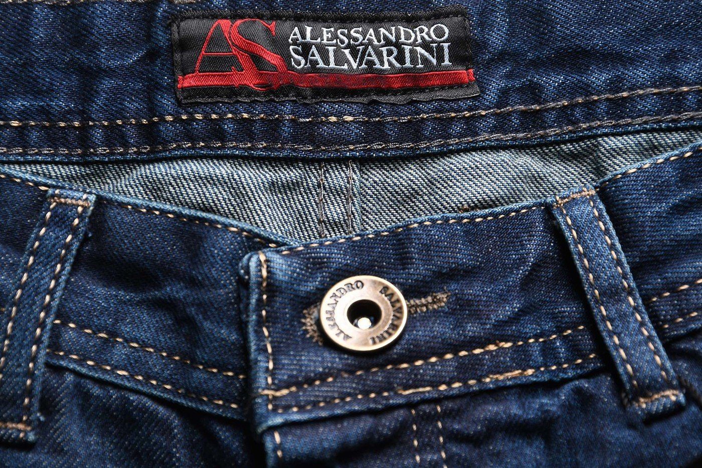 Alessandro Salvarini Straight-Jeans A. Salvarini Beppo Designer Herren Jeans Hose Basic Jeanshose Comfort mit geradem Bein