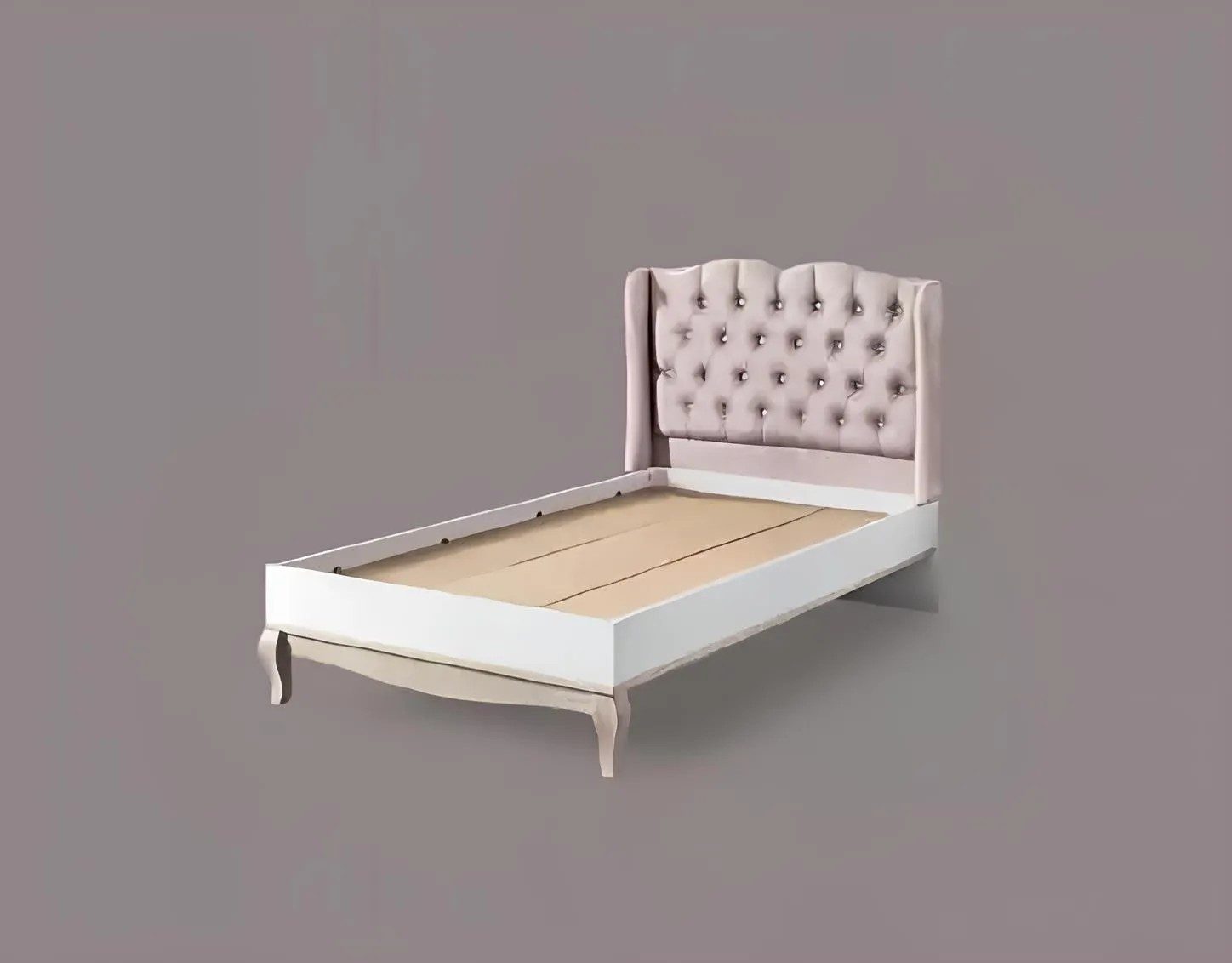 JVmoebel Kinderbett Chesterfield Jugendbett mit weicher Polsterung in Weiß (1-tlg., Bett), Made in Europa